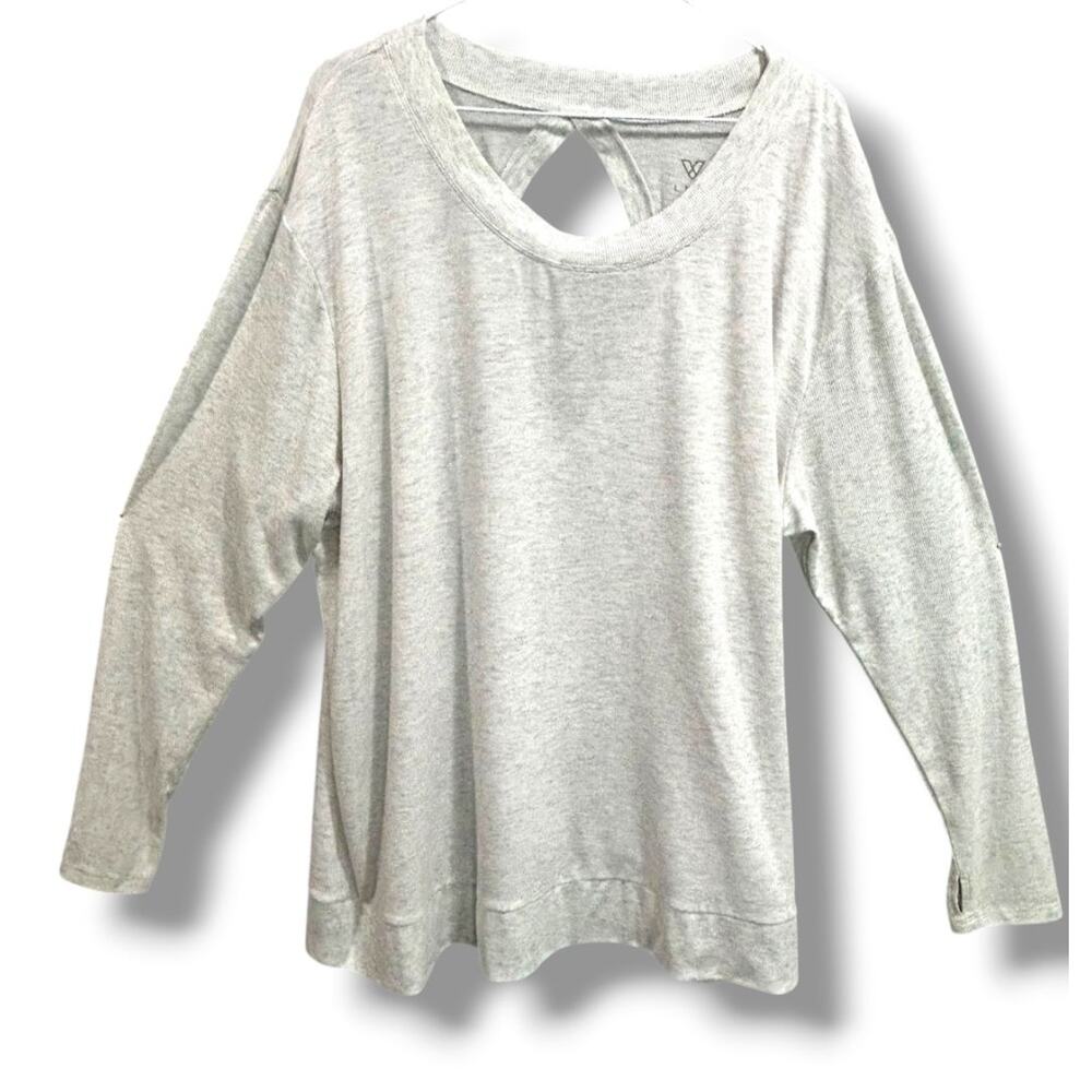 22/24 Livi Active Womens Plus Size Heathered Gray Lightweight Sweatshirt